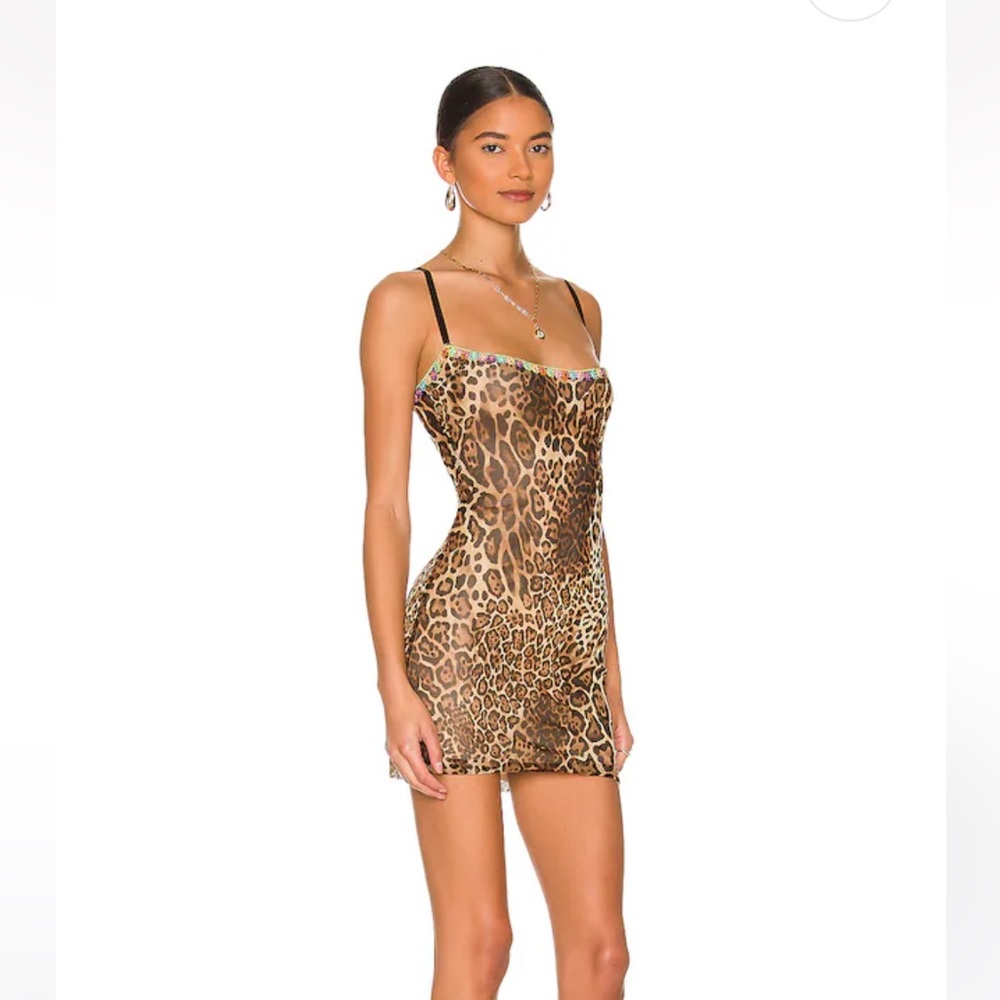 Danielle Guizio Mesh Mini Dress in Leopard New NO TAGS
